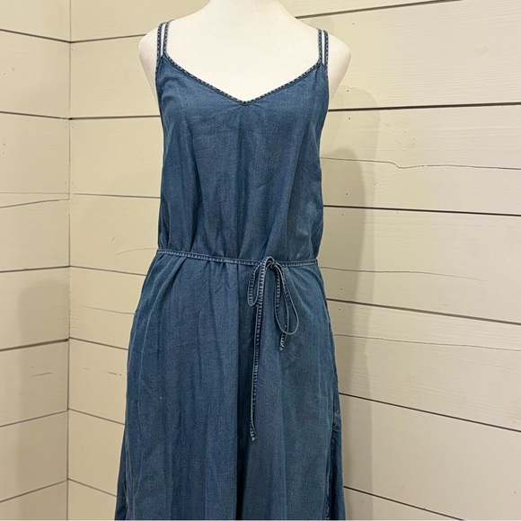 GAP Maxi Dress Blue Chambray with Pockets Size Small - Picture 4 of 12